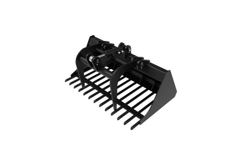 Indlæs billede i Gallery Viewer, Hydraulic Grapple Bucket for Compact Loader, 42-48 Inch, Rock Debris Cleanup Attachment
