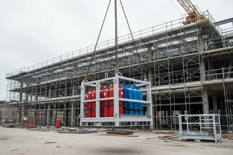 Indlæs billede i Gallery Viewer, Gas Cylinder Cage with 4-Point Crane Lugs &amp; Forklift Pockets – 1000kg SWL
