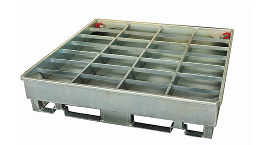 Racking Compatible Drum Spill Containment Pallet – 4 Drum Heavy Duty Steel Spill Bund